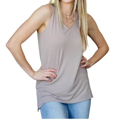 Zenana Always Here V Neck Top In Grey