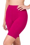 Zenana Athletic High Waist Biker Shorts In Magenta In Pink