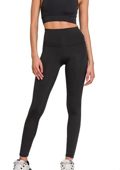 Zenana Athletic High Wasit Full Length Legging In Black
