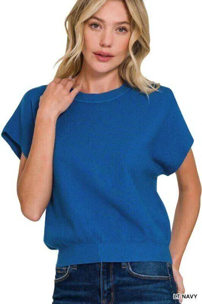 Zenana Aubrey Sweater In Navy In Blue