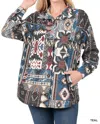 Zenana Aztec Oversized Shacket In Teal In Blue