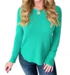 Zenana Baby Waffle Long Sleeve Top In Kelly Green In Green