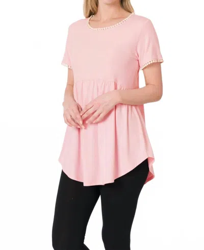Zenana Babydoll Top In Dusty Pink