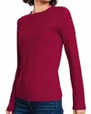 Zenana Back To Basic Round Neck Long Sleeve In Cabernet In Red