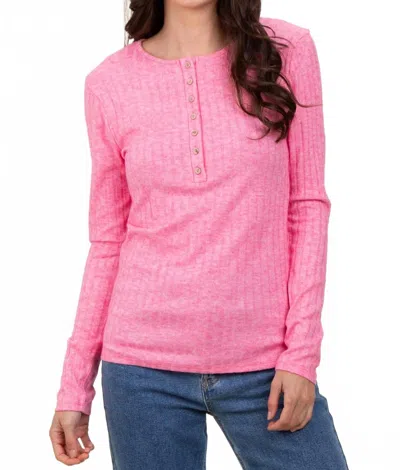 Zenana Basic And Bright Ribbed Top In Pink