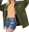 Zenana Basic Fleece Shacket In Green