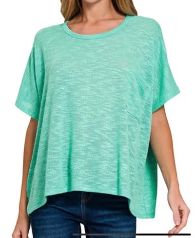 Zenana Beau Relaxed Top In Teal In Green