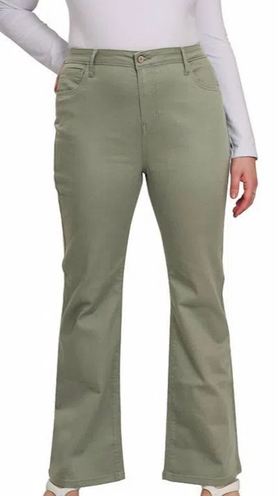 Zenana Bootcut Colored Denim In Light Olive In Green