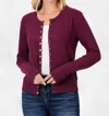 Zenana Briana Crew Neck Snap Button Cardigan In Dark Burgundy In Red