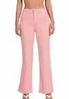 Zenana Brooke Frayed Hem Bootcut Pant In Pink