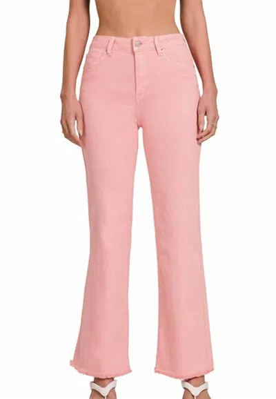 Zenana Brooke Frayed Hem Bootcut Pant In Pink