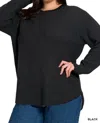 Zenana Brooklyn Round Neck Sweater Plus In Black In Black