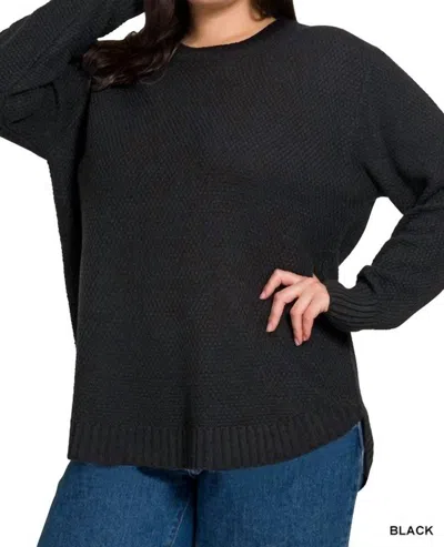 Zenana Brooklyn Round Neck Sweater Plus In Black