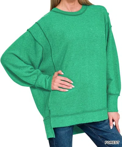 Zenana Brushed Hacci Sweater - Plus In Forest In Green