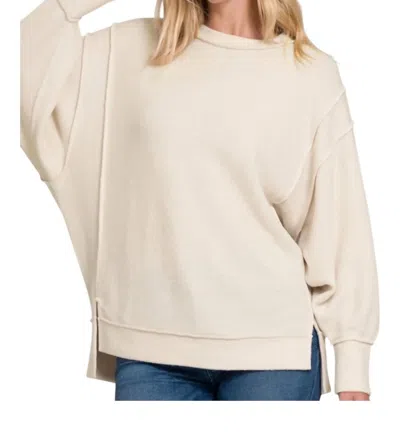 Zenana Brushed Hacci Sweater - Plus In Sand Beige In Neutral