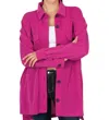 Zenana Button Down Shacket In Magenta In Pink
