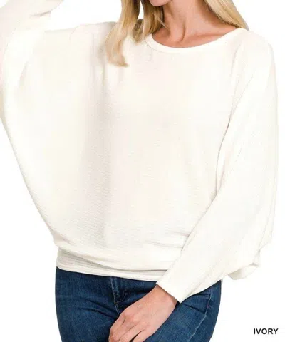 Zenana Cala Drop Shoulder Sweater In Cream In White