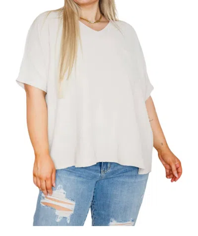 Zenana Can't Help Myself Short Sleeve Tee In Sandy Beige In Multi