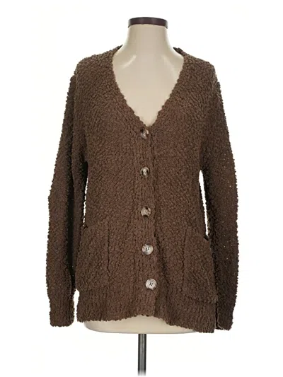 Pre-owned Zenana Cardigan Sweater In Brown