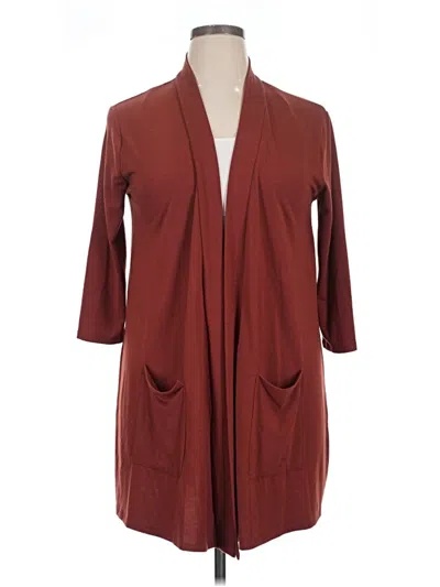 Pre-owned Zenana Cardigan Sweater In Burgundy