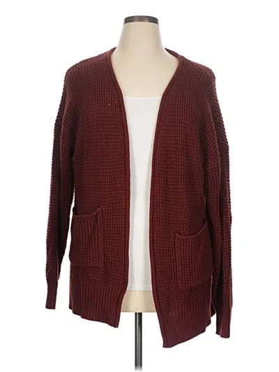 Pre-owned Zenana Cardigan Sweater In Burgundy