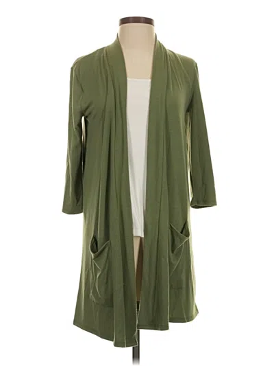 Pre-owned Zenana Cardigan Sweater In Green