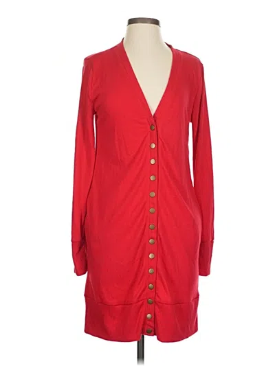 Pre-owned Zenana Cardigan Sweater In Red