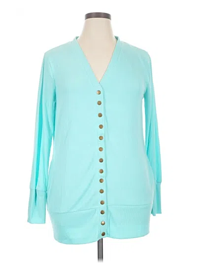 Pre-owned Zenana Cardigan Sweater In Teal