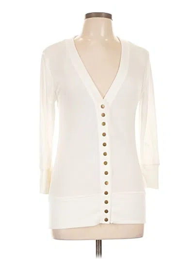 Pre-owned Zenana Cardigan Sweater In White
