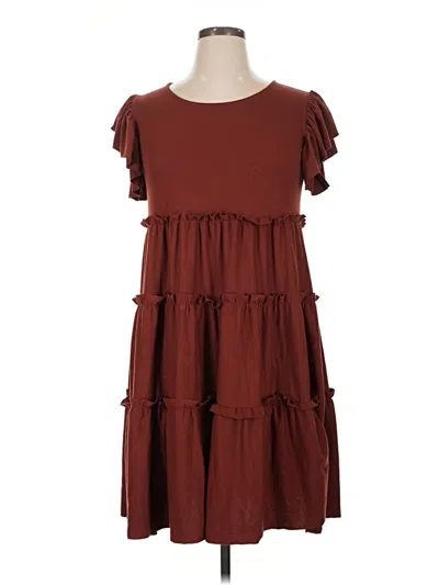 Pre-owned Zenana Casual Dress In Brown