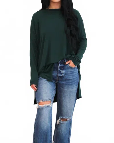 Zenana Casual Times Oversized Lightweight Sweater In Hunter Green