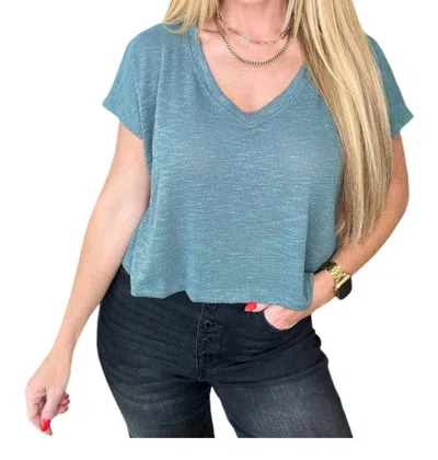 Zenana Classic Comfort V-neck Top In Ash Jade In Multi