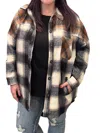 Zenana Colorblock Plaid Longline Shacket In Navy/rust In Multi
