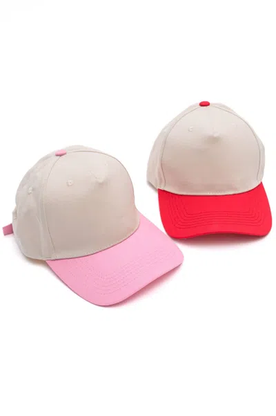 Zenana Come Hither Two Tone Canvas Cap Set In White