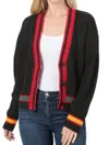 Zenana Contrast Trim Cable Knit Cardigan In Black