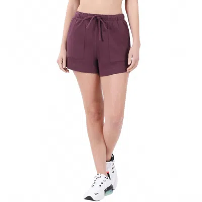 Zenana Cotton Drawstring Shorts In Eggplant In Blue