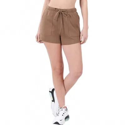 Zenana Cotton Drawstring Shorts In Mocha In Brown