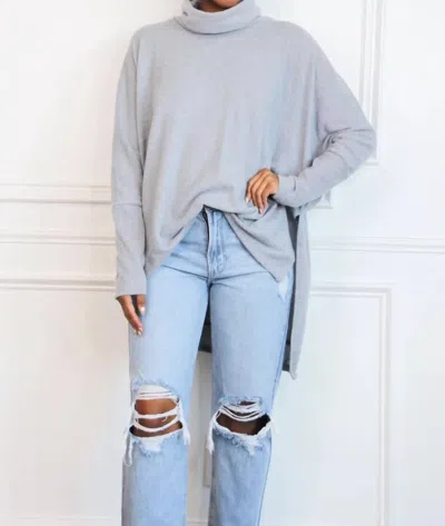Zenana Cozy Chic Soft Oversized Sweater In Heather Gray In Blue