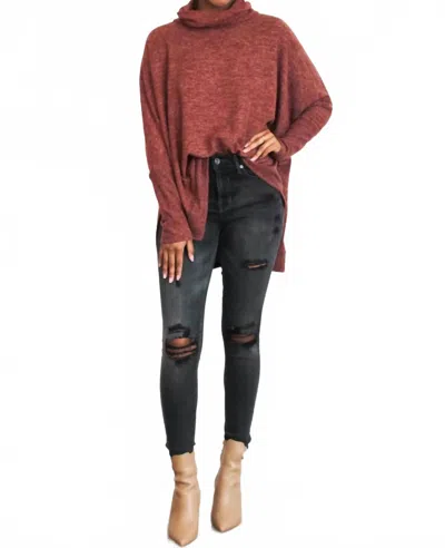 Zenana Cozy Chic Sweater In Brick In Red