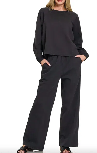 Zenana Cozy Track Set In Black