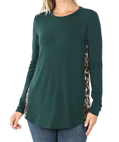 Zenana Crewneck Long Sleeve Top In Hunter Green