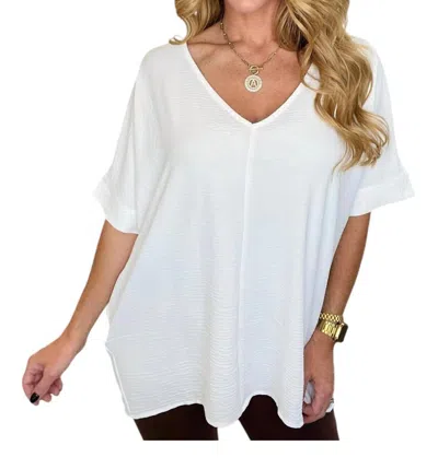 Zenana Crinkle Woven Top In Off White