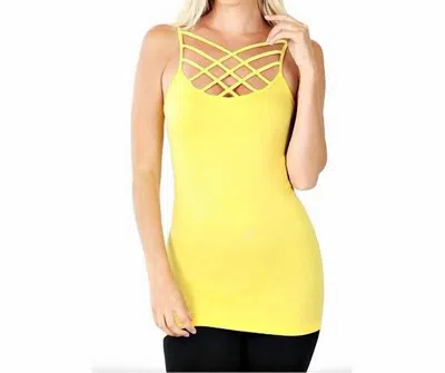 Zenana Criss Cross Seamless Camisole In Yellow