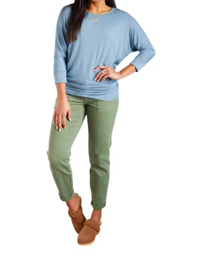 Zenana Daytime Boat Neck Top In Blue Gray In Multi
