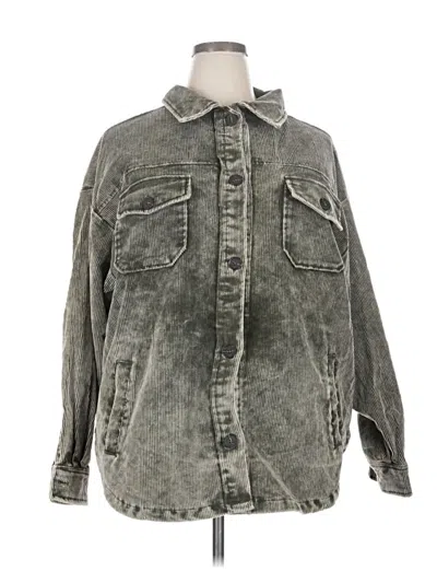 Pre-owned Zenana Denim Jacket In Gray