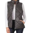 Zenana Diamond Quilted Vest In Ash Grey In Multi