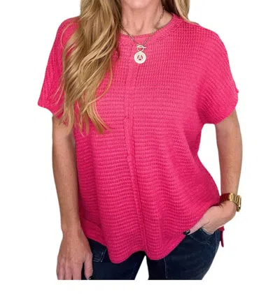 Zenana Dolman Sleeve Front Seam Top In Viva Magenta In Multi