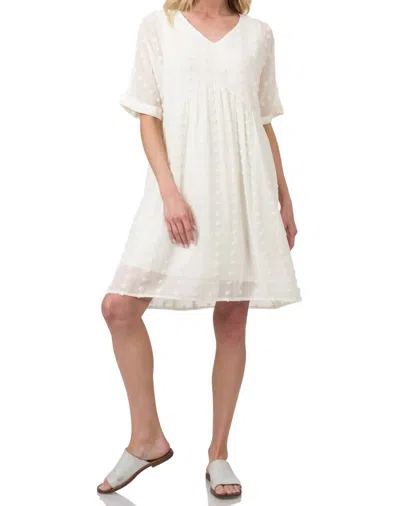 Zenana Dot Babydoll Mini Dress In Ivory In Multi