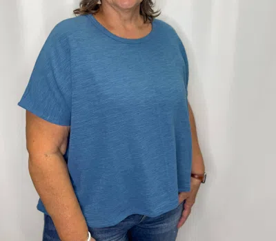 Zenana Drape Tee In Dusty Blue