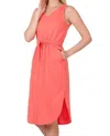 Zenana Drawstring Waist Curved Hem Dress In Deep Coral In Orange